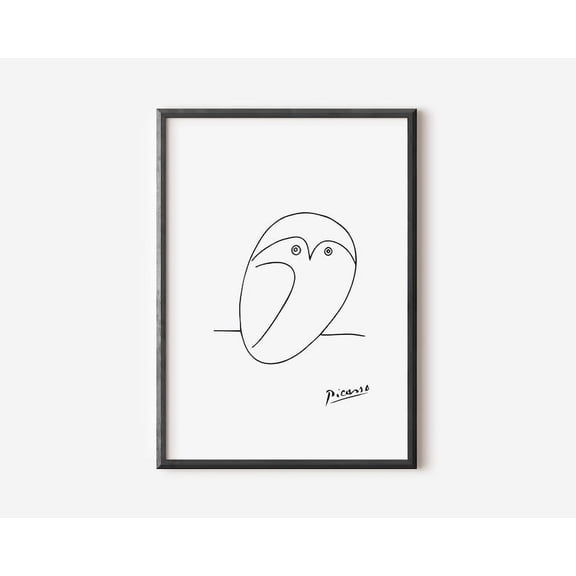 Pablo Picasso Owl Poster, One Line Animal Drawing Minimalist Wall Art Print