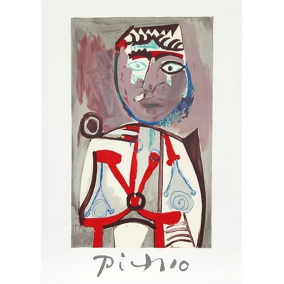 Pablo Picasso Personnage- Lithograph on Paper - Gray- Red- Blue- Brown