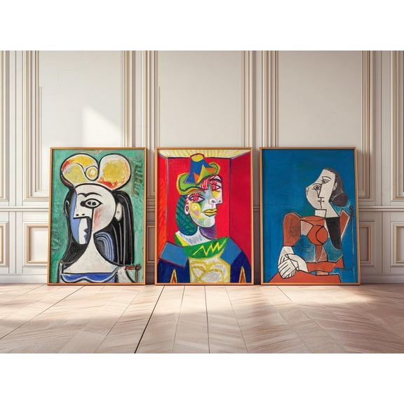 Pablo Picasso Prints Bold Colors Modern Art Maximalist wall decor Set 3