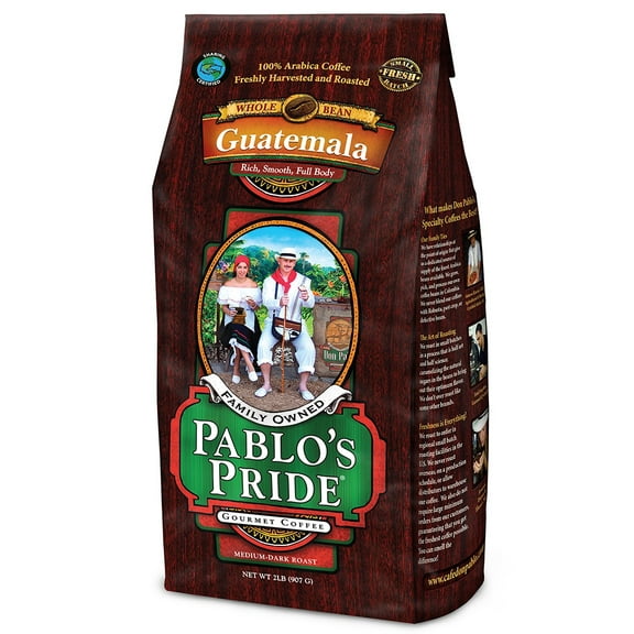 Pablo's Pride Guatemalan Whole Bean Coffee, Medium-Dark Roast, 32 Oz