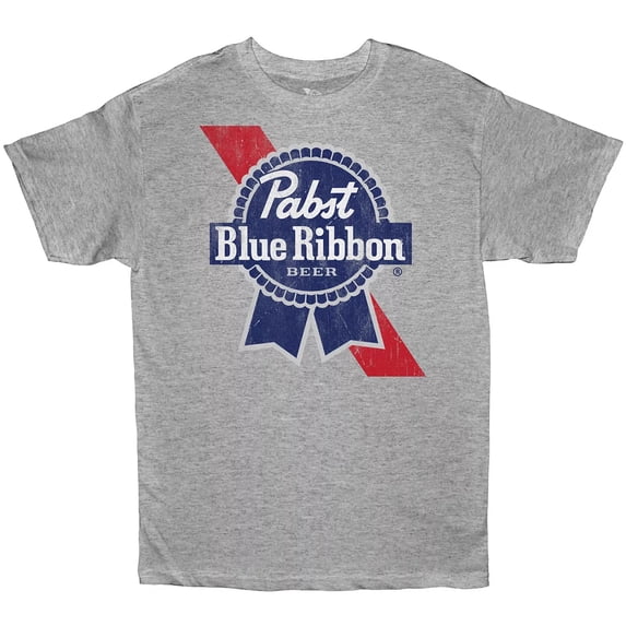 Pabst Blue Men's Short-Sleeve Graphic Logo Tee (Heather Grey, 2XL, XXL)