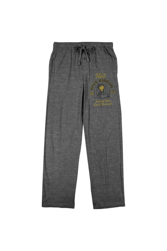 Pabst Blue Ribbon 1844 World Logo Men's Graphite Sleep Pants-Large