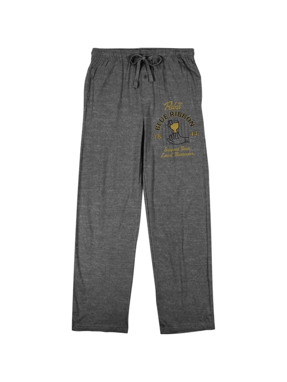 Pabst Blue Ribbon 1844 World Logo Men's Graphite Sleep Pants-XXL