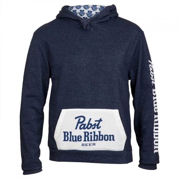 Pabst Blue Ribbon 833194-3xlarge Pabst Blue Ribbon Logo Pocket Hoodie with Interior Pattern - 3XL