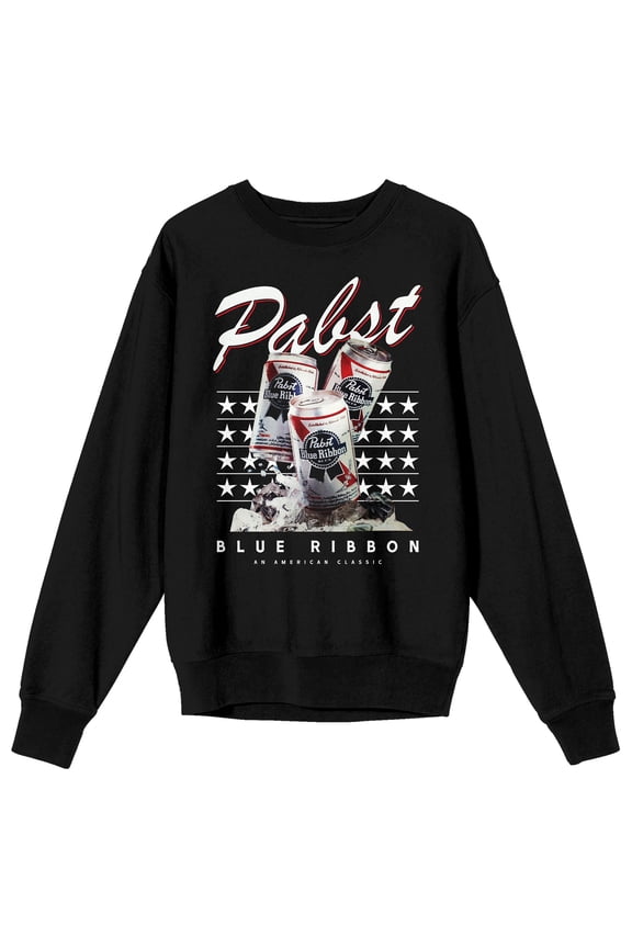 Pabst Blue Ribbon An American Classic Men's Black Crew Neck Sweatshirt