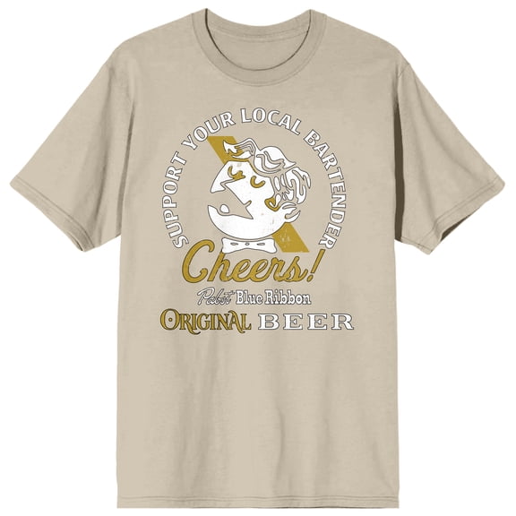 Pabst Blue Ribbon Bartender Cheers Crew Neck Short Sleeve Pelican Men's T-shirt-XL