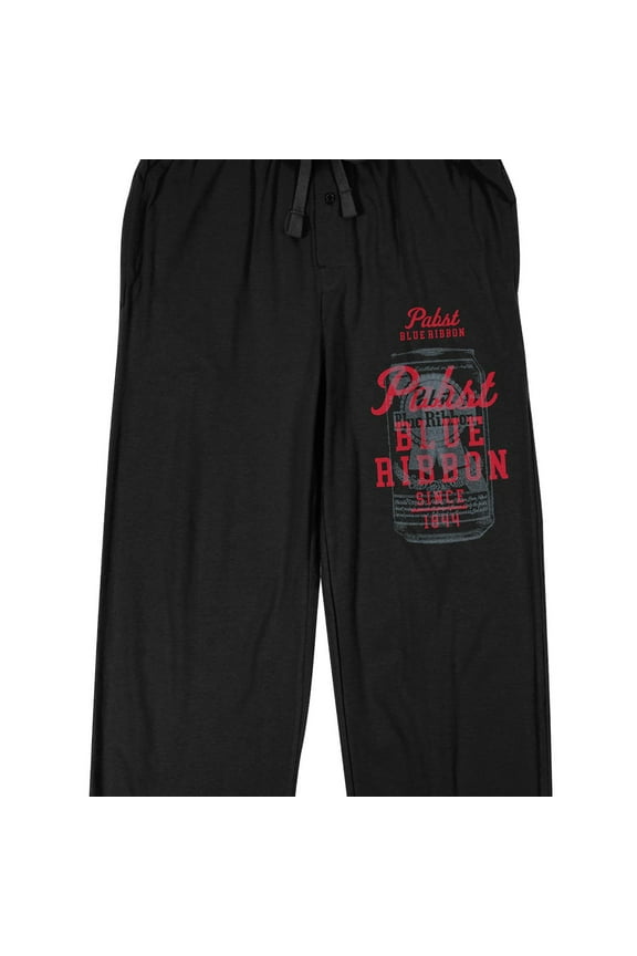 Pabst Blue Ribbon Beer Can Men's Black Sleep Pajama Pants-Medium