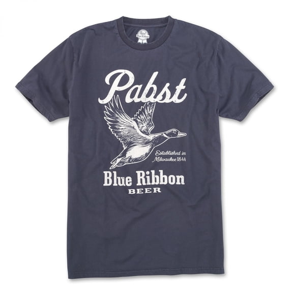 Pabst Blue Ribbon Beer Duck Navy T-Shirt-Large