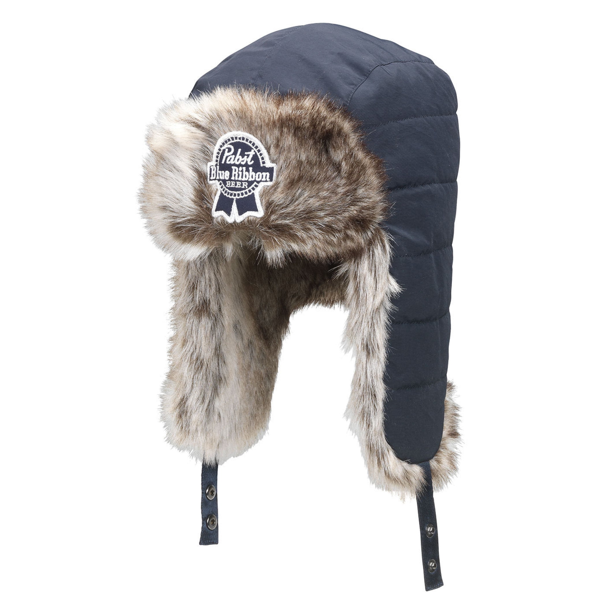 Pabst Blue Ribbon Beer Fur Lined Winter Hunting Hat Large XLarge Walmart