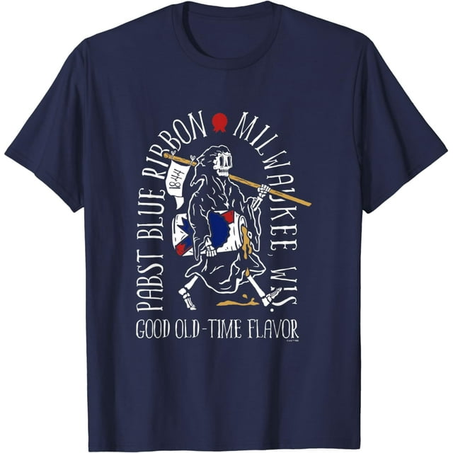 Pabst Blue Ribbon Beer Good Old-Time Flavor Skeleton T-Shirt
