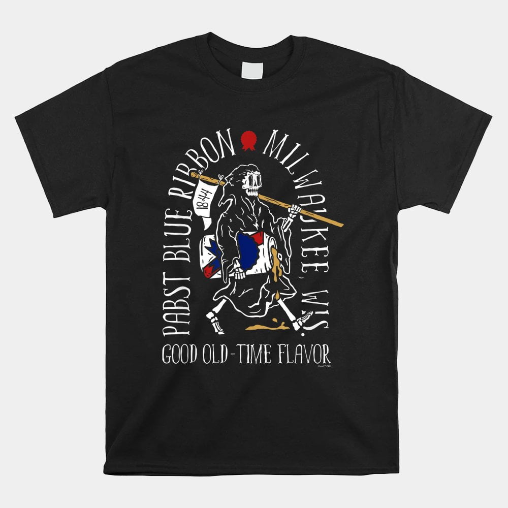 Pabst Blue Ribbon Beer Good Oldtime Flavor Skeleton Shirt