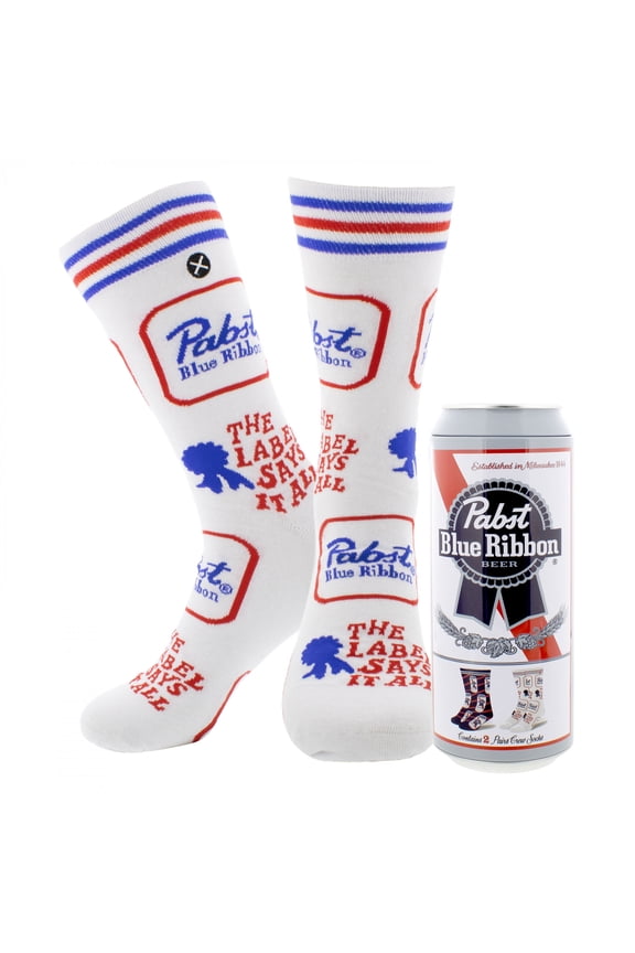 Cans and Labels Crew Socks 2-Pack in Beer Can