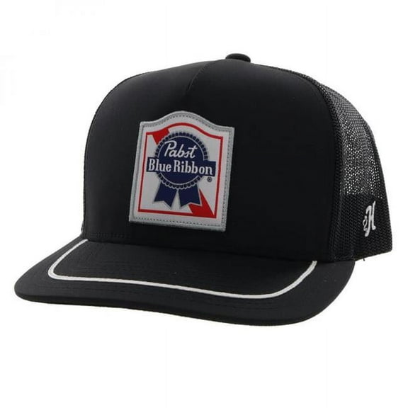 Pabst Blue Ribbon Classic Logo Patch White Stripe Bill Snapback Trucker Hat