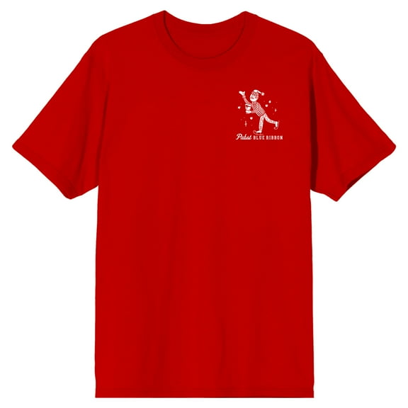 Pabst Blue Ribbon Cool Blue Logo Men's Red Short Sleeve Tee