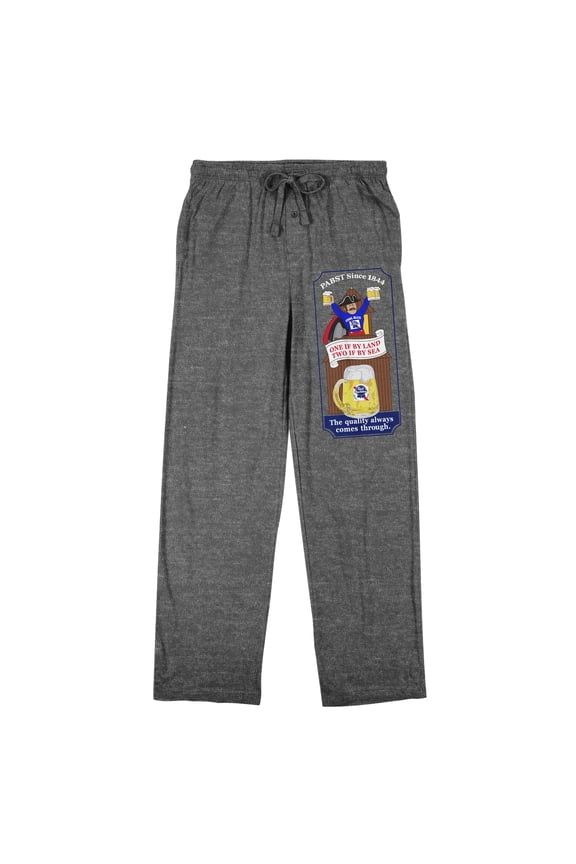 Pabst Blue Ribbon Cool Blue Men's Heather Gray Sleep Pajama Pants-XS