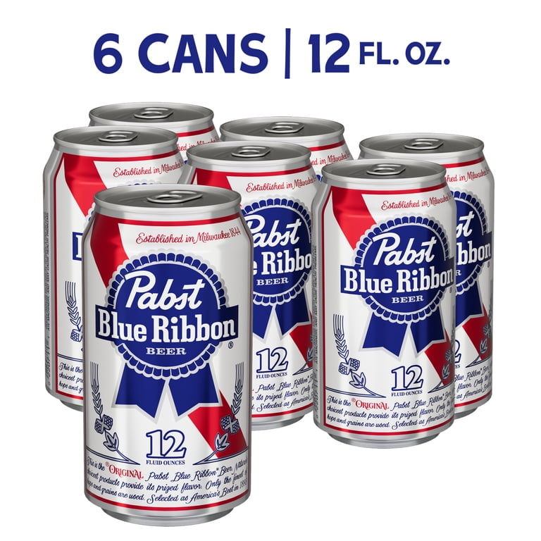 Pabst Blue Ribbon, Domestic Lager, 6 pack, 12 fl oz Can, 4.7% ABV