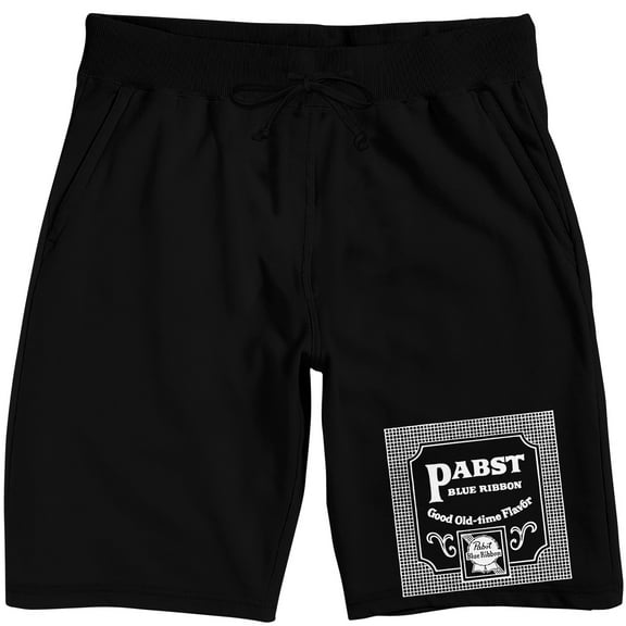 Pabst Blue Ribbon Good Old-Time Flavor Men's Black Sleep Pajama Shorts-Medium