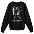 thumbnail image 1 of Pabst Blue Ribbon Grim Reaper Enjoying a Beer Adult Black Crew Neck Sweatshirt-XL, 1 of 4