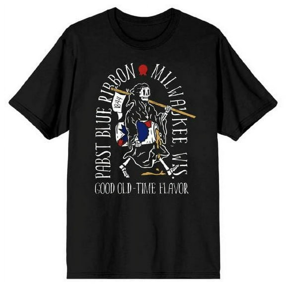 Pabst Blue Ribbon Grim Reaper Good Old-Time Flavor Men's Black T-shirt-Medium