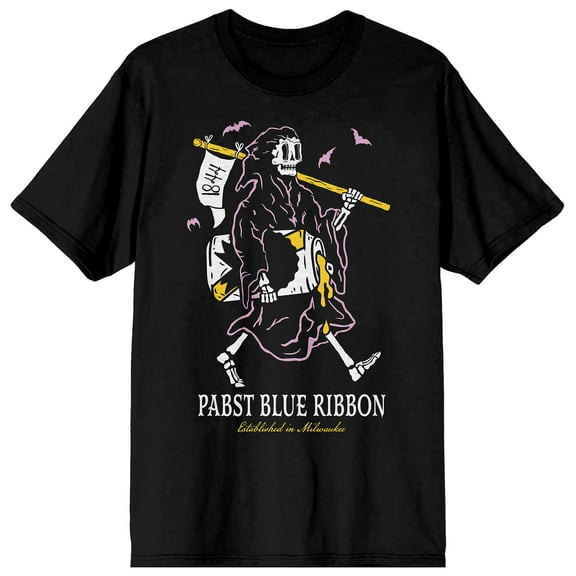 Pabst Blue Ribbon Grim Reaper Men's Black Short Sleeve Tee-Large