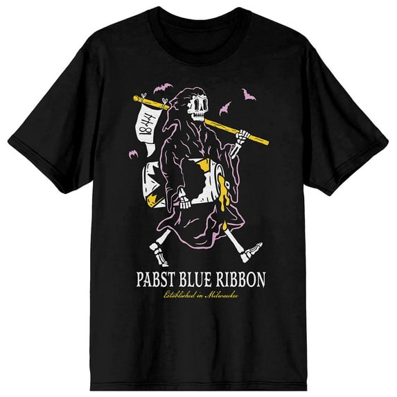Pabst Blue Ribbon Grim Reaper Men's Black Short Sleeve Tee-Medium
