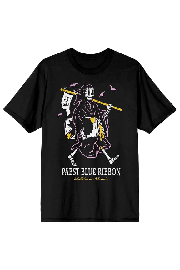 Pabst Blue Ribbon Grim Reaper Men's Black Short Sleeve Tee-XXL