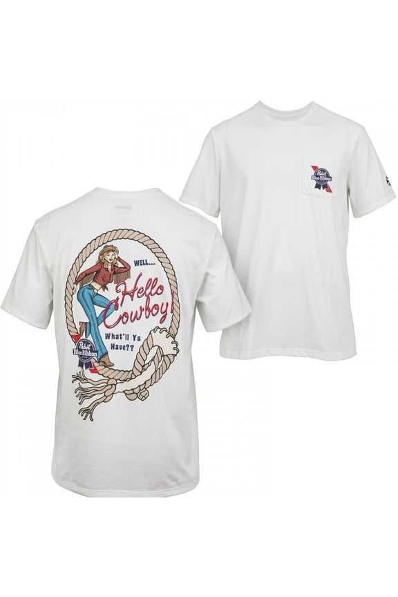 Hooey Men's Pabst Blue Ribbon Graphic Cream T-Shirt HT1703CR