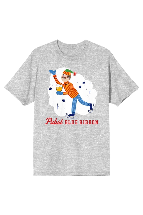 Pabst Blue Ribbon Holiday Cool Blue Men's Heather Gray Short Sleeve Tee