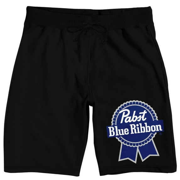 Pabst Blue Ribbon Label Men's Black Sleep Pajama Shorts-Large