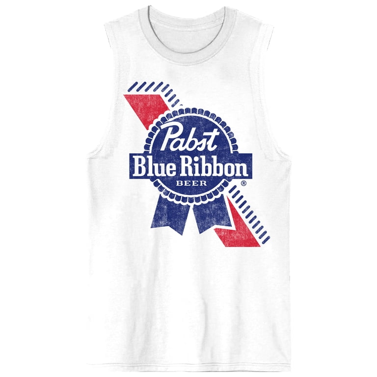 Pabst Blue Ribbon Logo Crew Neck Sleeveless Men's White Tank Top