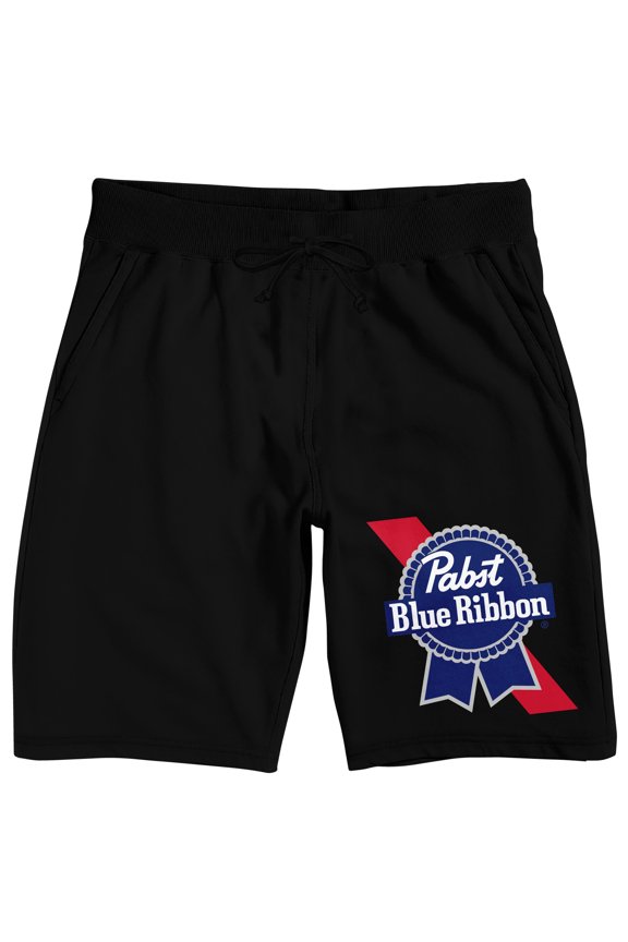 Pabst Blue Ribbon Logo Men's Black Lounge Shorts-Large
