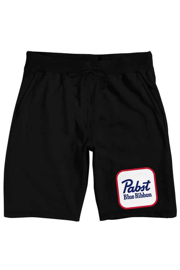 Pabst Blue Ribbon Logo Men's Black Lounge Shorts-Small