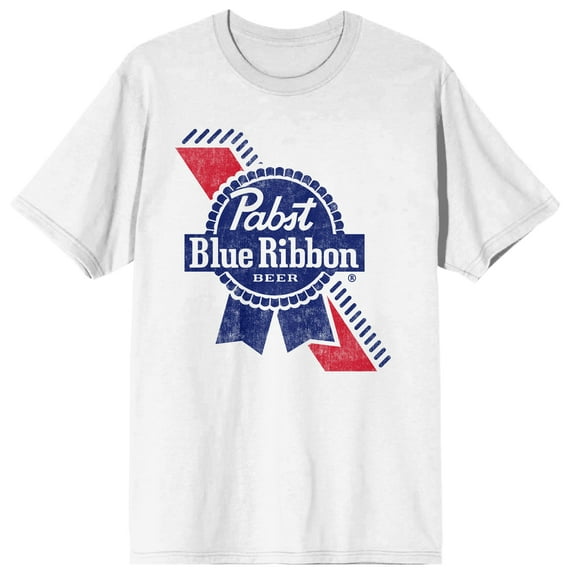 Pabst Blue Ribbon Logo Men's White T-shirt-Large
