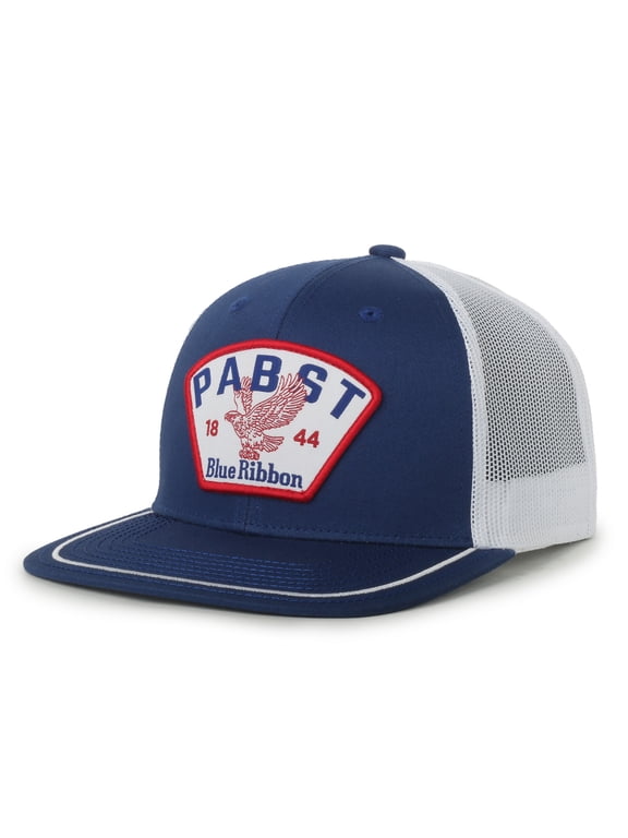 Eagle Logo Structured Trucker Hat, Royal Blue & White, High Crown Snapback