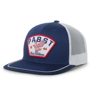 Pabst Blue Ribbon Eagle Logo Structured Trucker Hat, Royal Blue & White, High Crown Snapback