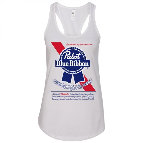 Pabst Blue Ribbon - PBR 859277-xlarge Logo Racerback Tank Top for Womens, White - Extra Large