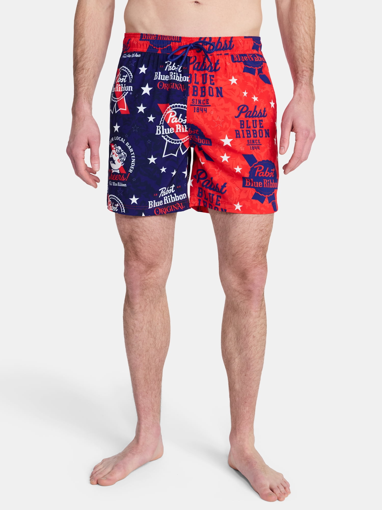 Pabst Blue Ribbon Men's and Big Men's Swim Board Shorts, Sizes S-3XL