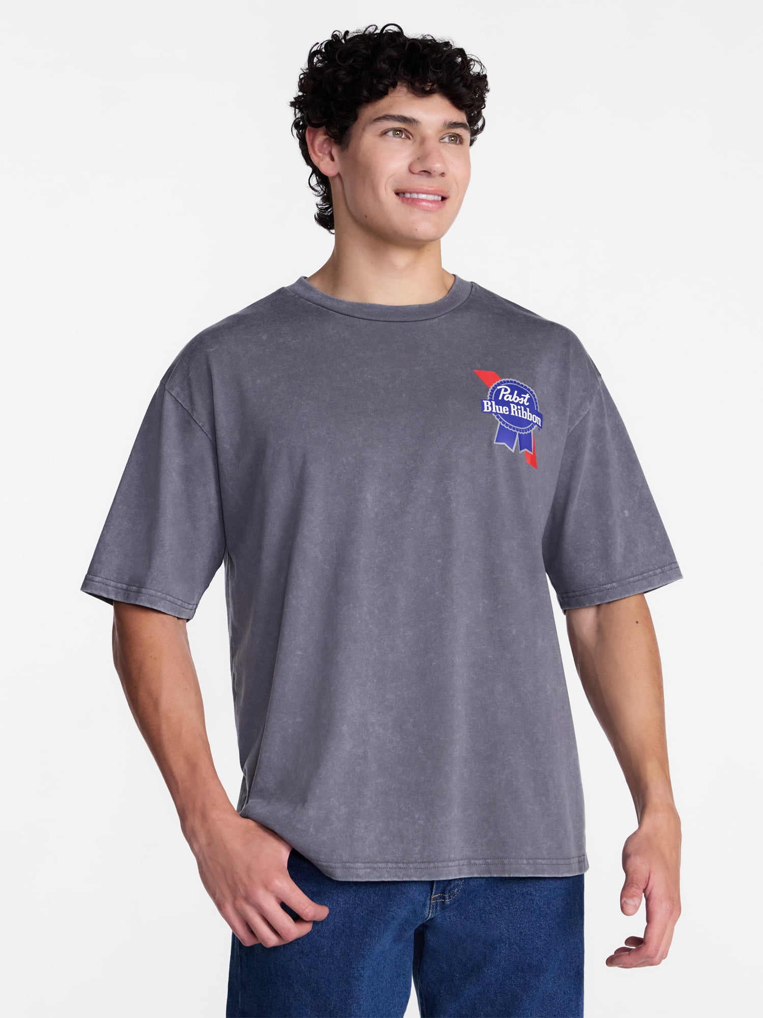 Pabst Blue Ribbon Ghost Men's Halloween Front and Back Graphic Tee, Sizes XS-5XL