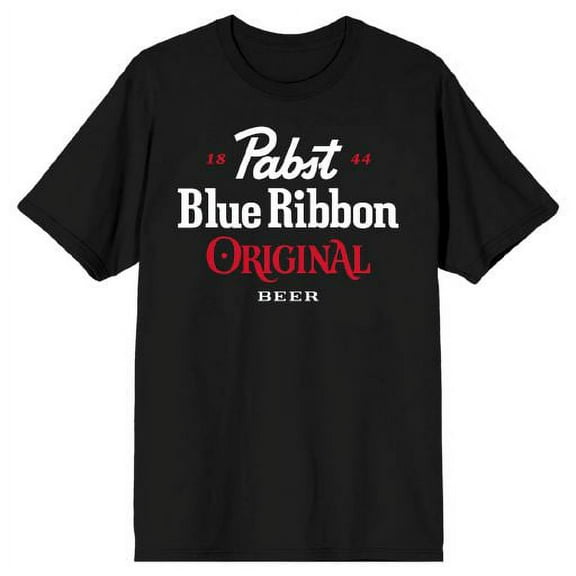 Pabst Blue Ribbon Original Beer Logo Men's Black T-shirt-Medium