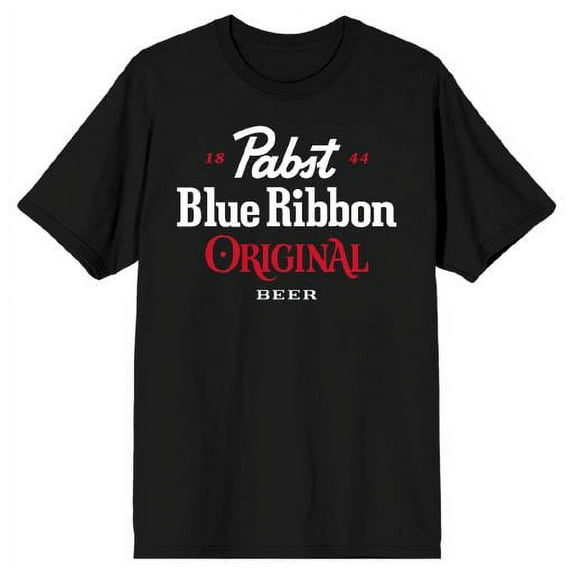 Pabst Blue Ribbon Original Beer Logo Men's Black T-shirt-Medium