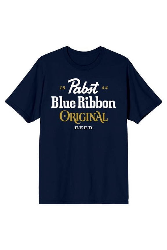 Pabst Blue Ribbon Original Beer Logo Men's Navy T-shirt-Large