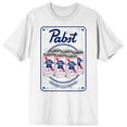 thumbnail image 1 of Pabst Blue Ribbon Placement Print Crew Neck Short Sleeve Men's White T-shirt-3XL, 1 of 4