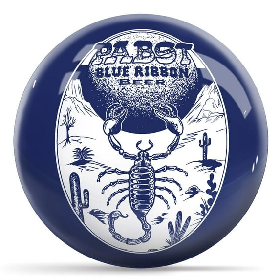 Pabst Blue Ribbon Scorpion Bowling Ball - Blue with White Logo 8lbs