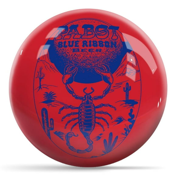 Pabst Blue Ribbon Scorpion Bowling Ball - Red With Blue Logo 8lbs