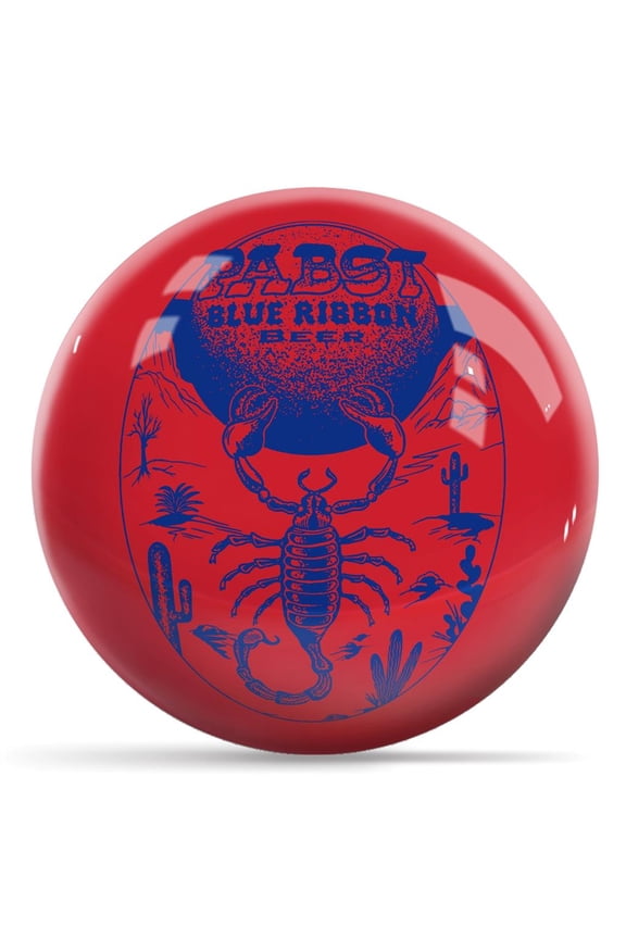 Pabst Blue Ribbon Scorpion Bowling Ball - Red With Blue Logo 8lbs