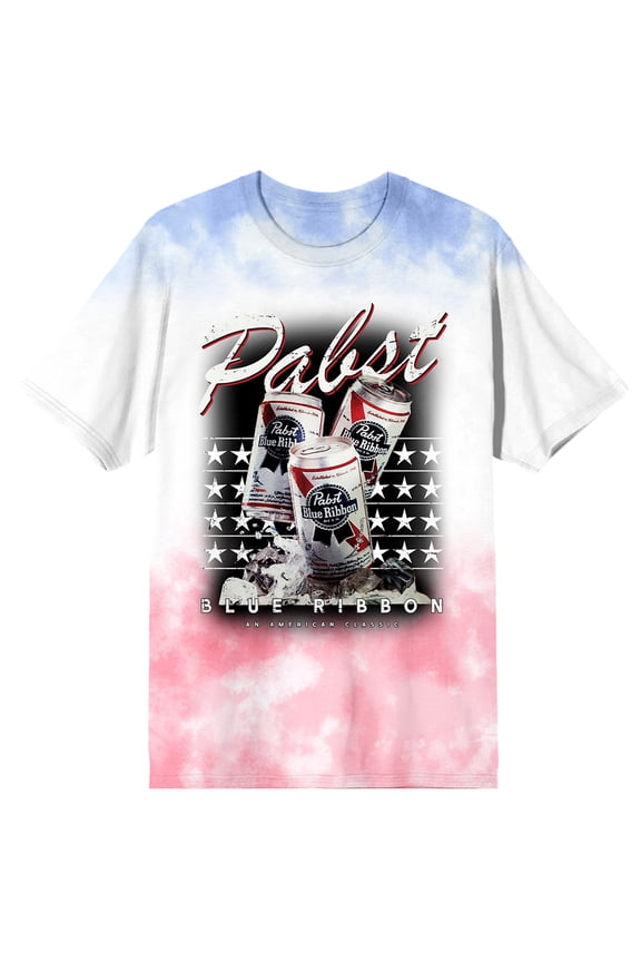 Pabst Blue Ribbon Stars and Beer Men's Americana Wash Short Sleeve Tee-XS