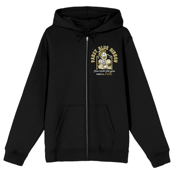 Pabst Blue Ribbon Support Your Local Bartender Cheers Adult Black Zip-Up Hoodie-XL