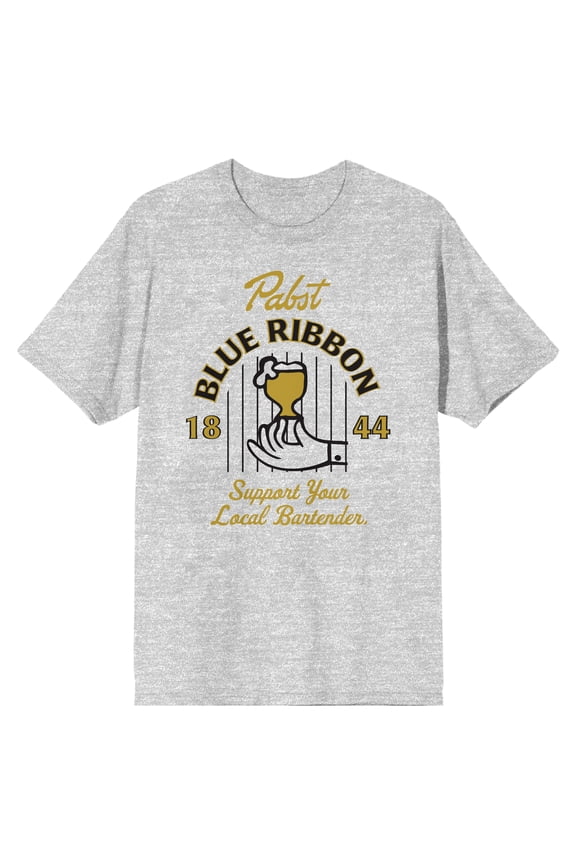 Pabst Blue Ribbon Support Your Local Bartender Men's Athletic Heather T-shirt-Large