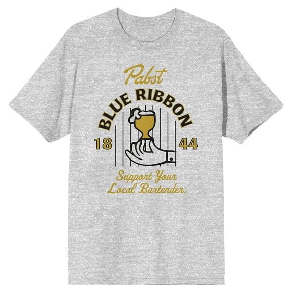 Pabst Blue Ribbon Support Your Local Bartender Men's Athletic Heather T-shirt-XL