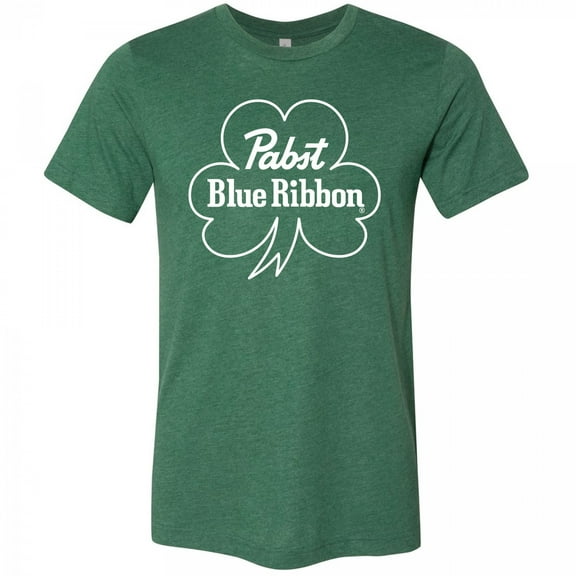 Pabst Blue Ribbon 844616-small Pabst Blue Ribbon Text Logo with Shamrock Saint Patricks Day T-Shirt - Small